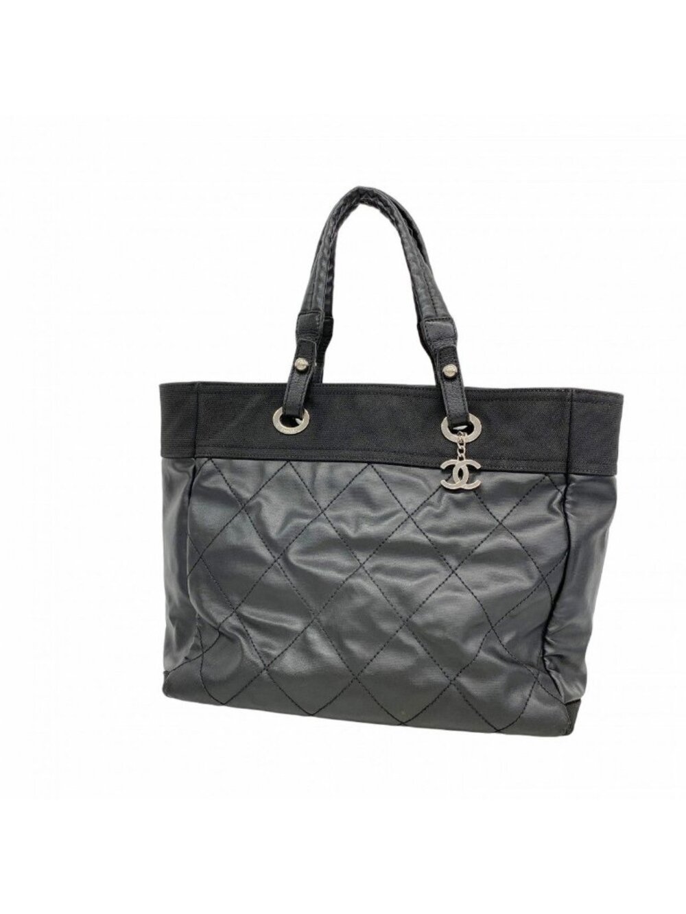 Chanel Tote Paris Biarritz Canvas Black Silver